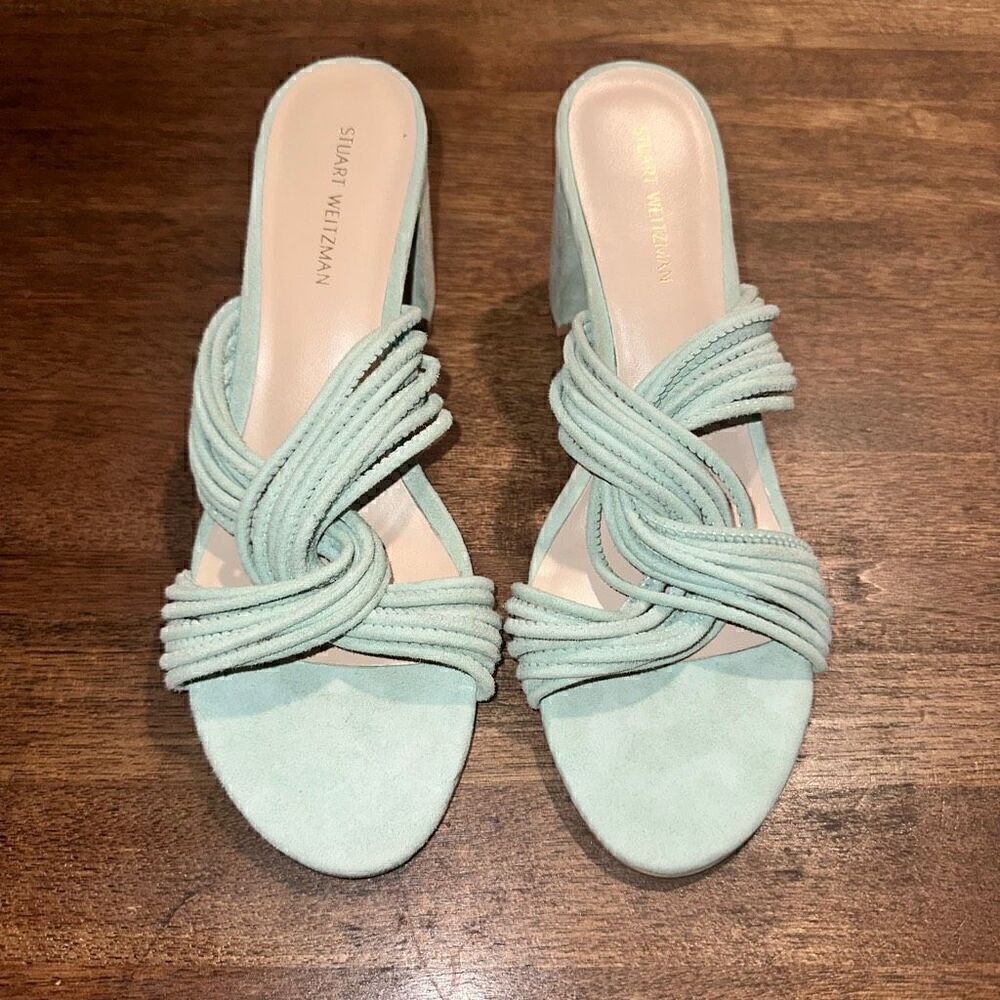 Nwobstuart Weitzman Twist Block Suede Mules - image 2